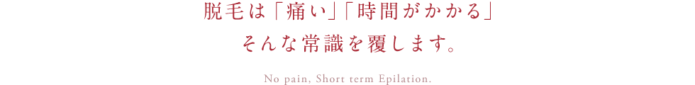 脱毛は「痛い」「時間がかかる」 そんな常識を覆します。