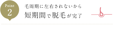 Point2 毛周期に左右されないから 短期間で脱毛が完了